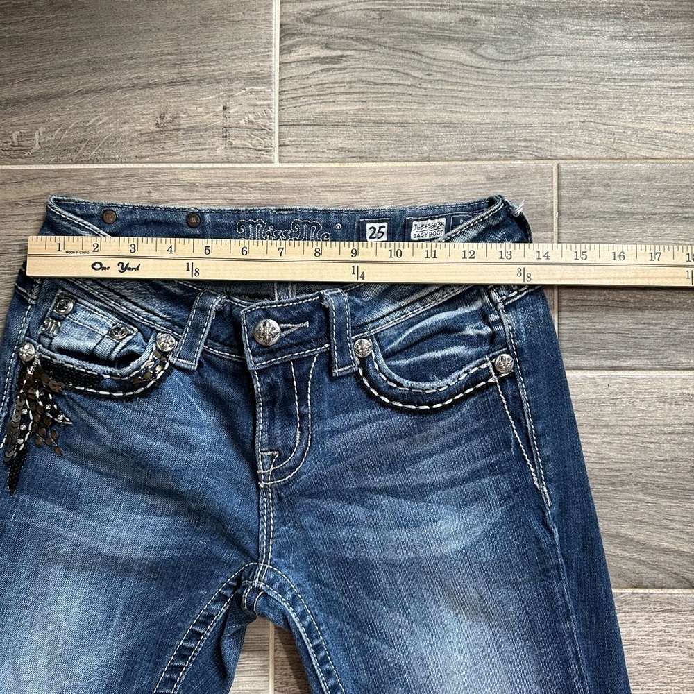 Miss Me Dark Blue Boot Cut Jeans with Embellishments - Picture 7 of 16